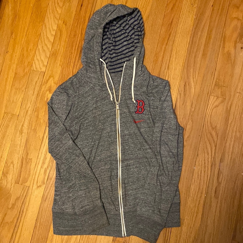 Gray Nike Boston Red Sox Zip-Up Swearshirt